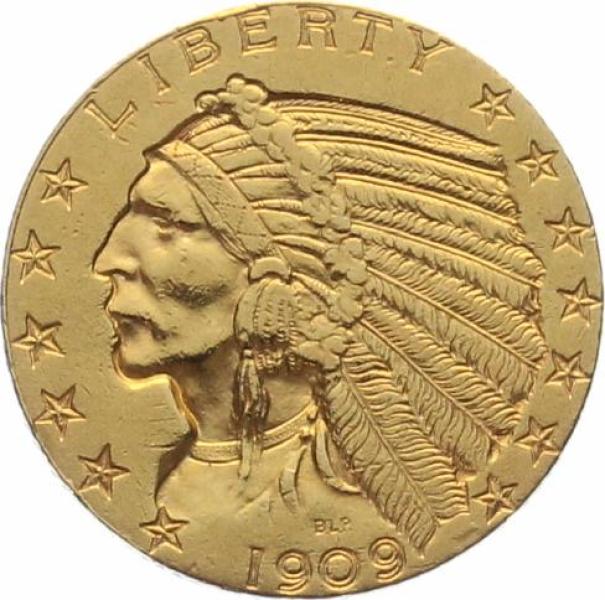 USA 5 $ 1909 o. Mzz. Indian Head